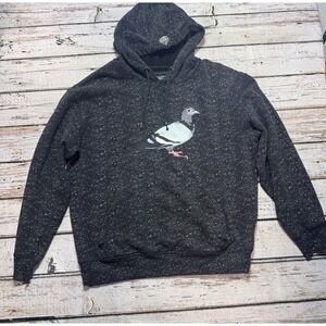 STAPLE Dark Gray Pigeon Embroidered Pullover Hoodie Pocket Size Large Mens